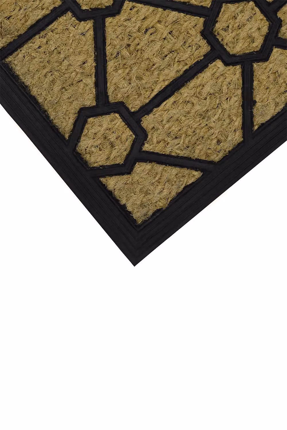 JVL Woven Coir and Rubber Tuffscrape Doormat, Geometric Design, Beige, W: 45 cm, D: 75 cm – 3