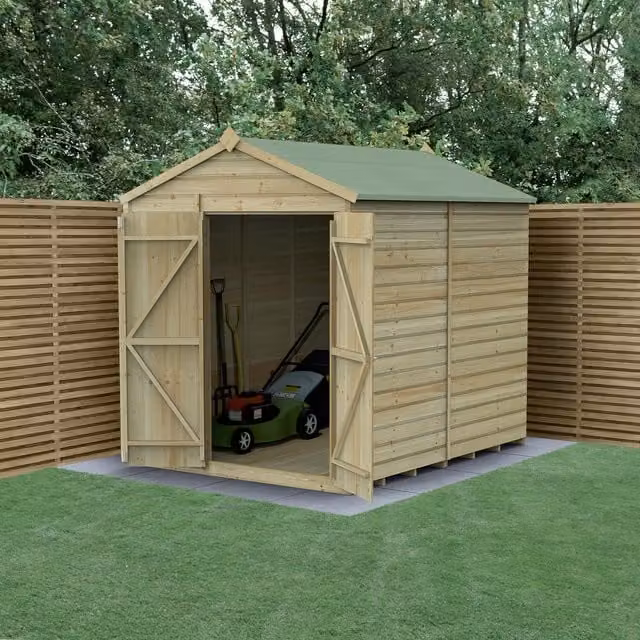 Beckwood Apex Gable Wood Shed with Foundation and Floor in Green and Brown