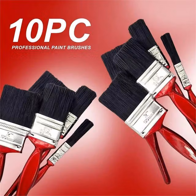 EONLION 10 Pack Durable Fine Synthetic Paint Brush Set in Red for Water-Based Paints – 1
