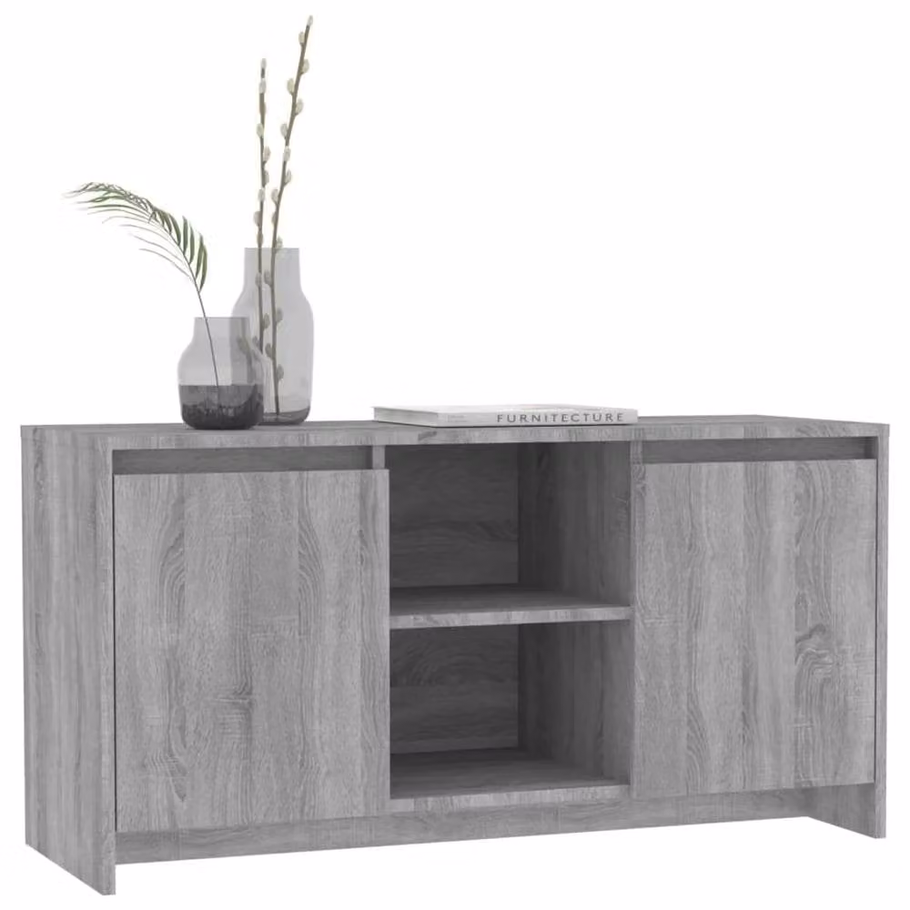 Berkfield Home Modern Grey Sonoma TV Cabinet in Engineered Wood W/D/H: 102 x 37.5 x 52.5 cm – 4