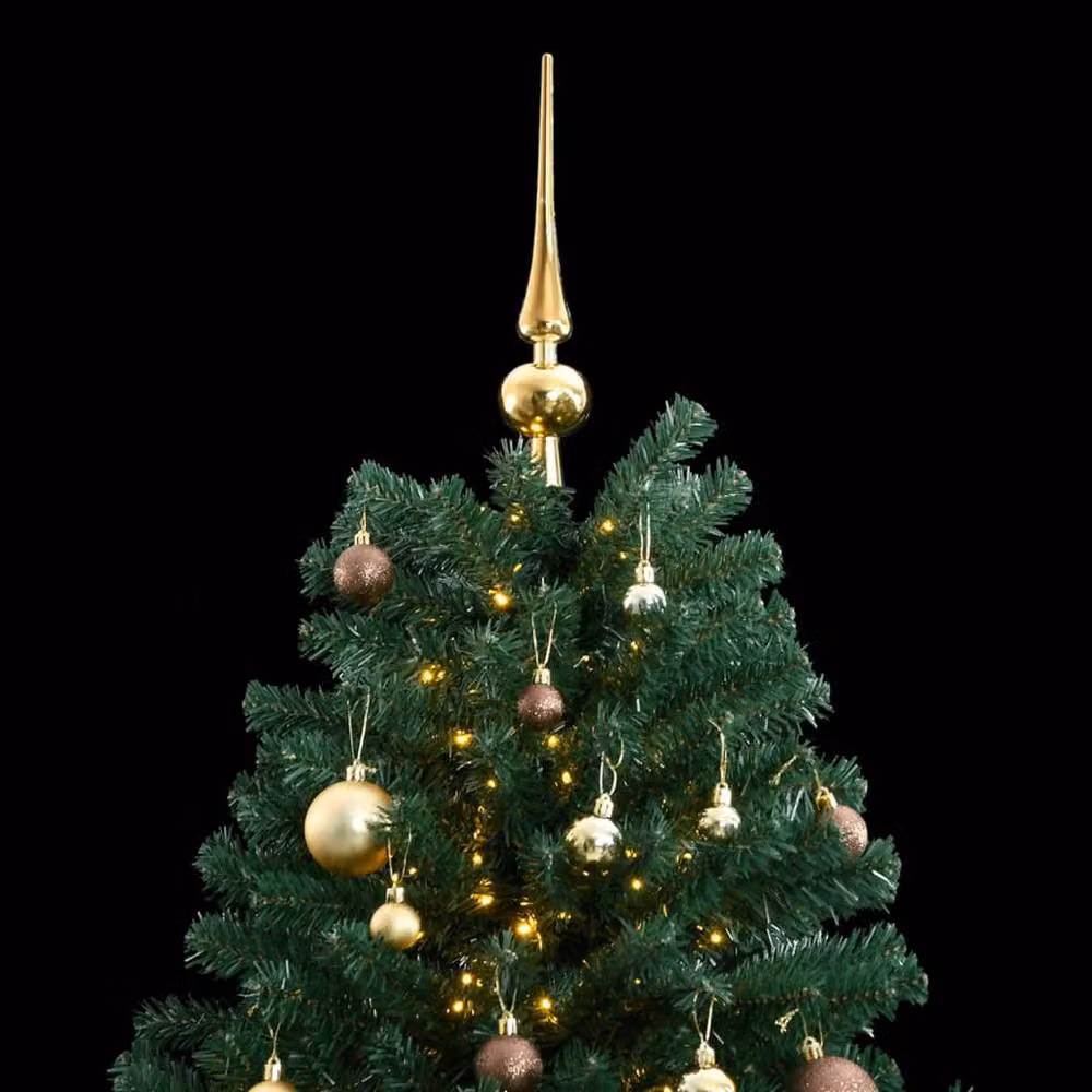 Berkfield Home Artificial Hinged Christmas Tree with 300 LEDs and Ball Set, Green, Height: 240 cm – 2