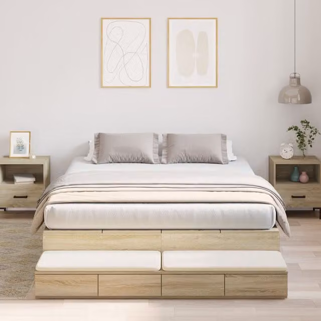 Berkfield Home Sonoma Oak Storage Bed Frame with Drawers, Brown, W/D/H: 236.5 x 150 x 31.5 cm – 1