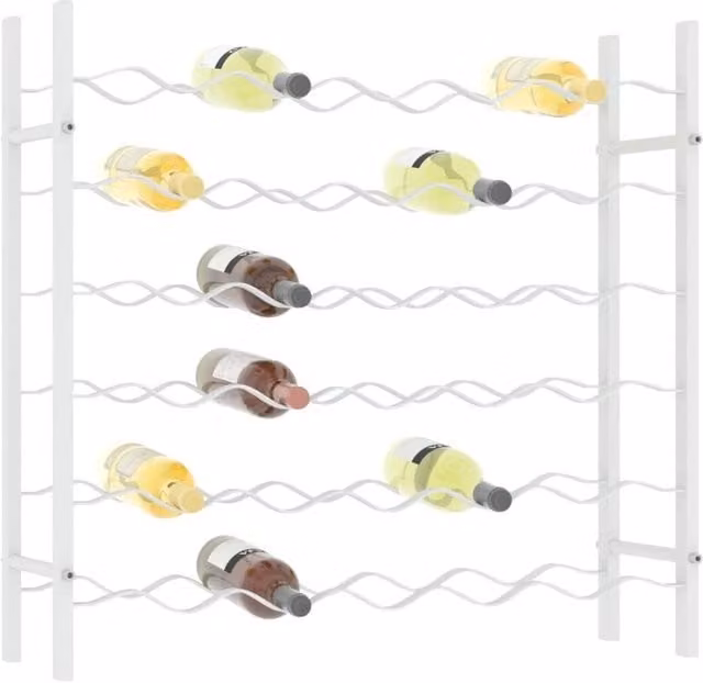 Berkfield Home Modern White Metal Wine Rack for 36 Bottles, H 65.0 x W 58.5 x D 22.0 cm – 1