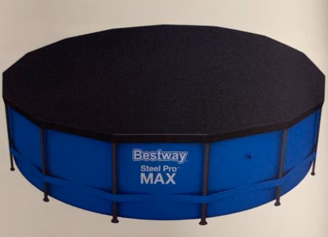 Bestway Blue PVC Round Outdoor Water Pool Tarpaulin Cover with Drain Holes and Ropes
