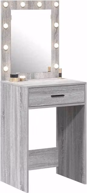 Berkfield Home Modern Dressing Table with LED Lights, Grey Sonoma, W/D/H: 50 x 41 x 135 cm – 1