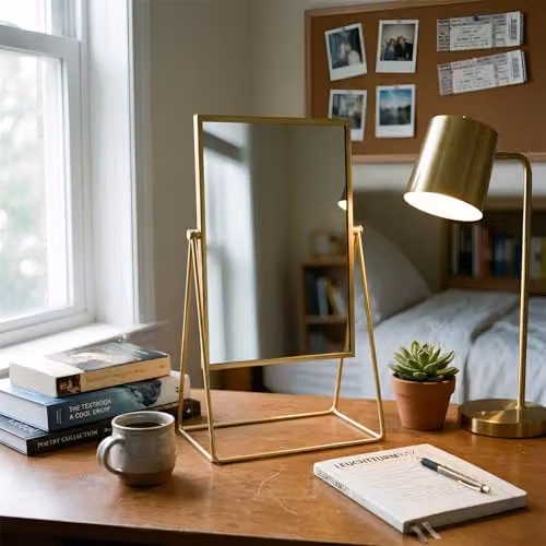 Harbour Housewares Gold Rectangular Tabletop Makeup Mirror – 5