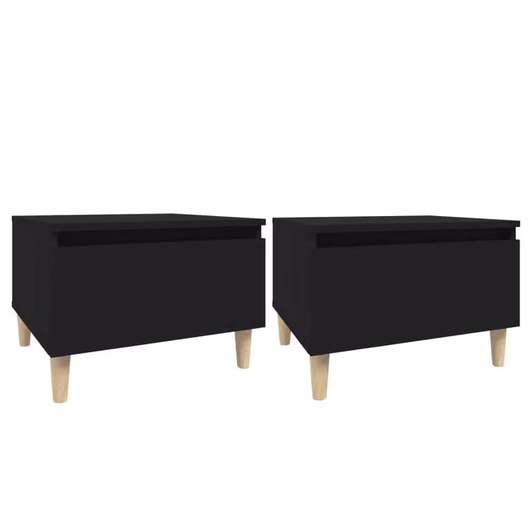 Berkfield Home Set of 2 Black Scandinavian Side Tables in Engineered Wood, W/D/H: 50 x 46 x 35 cm