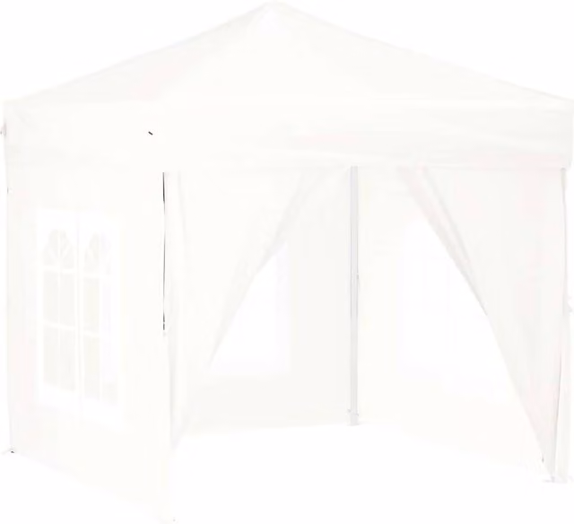 Berkfield Home Folding Party Tent with Sidewalls in White and Silver, W/D/H: 200 x 200 x 200 cm