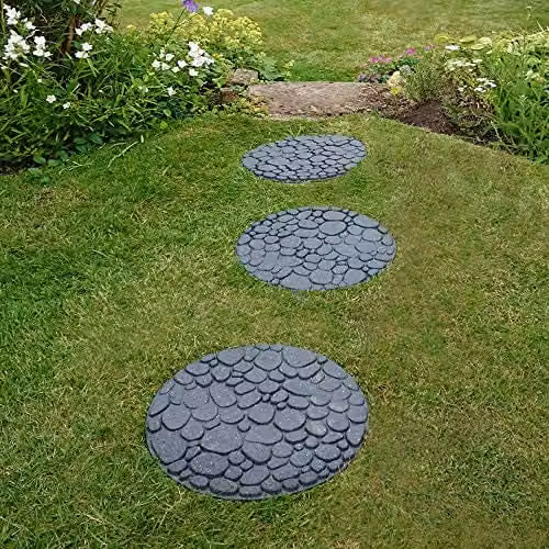 Garden Gear Reversible Eco-Friendly River Rock Effect Ornamental Stepping Stone in Grey, W/D: 45 x 45 cm – 1