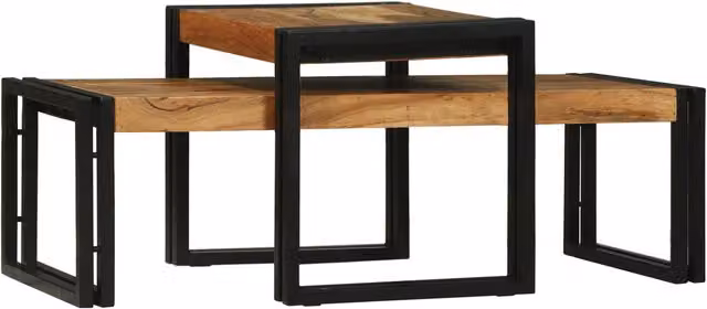 Berkfield Home 2 Piece Solid Acacia Wood Coffee Table Set in Brown – 1