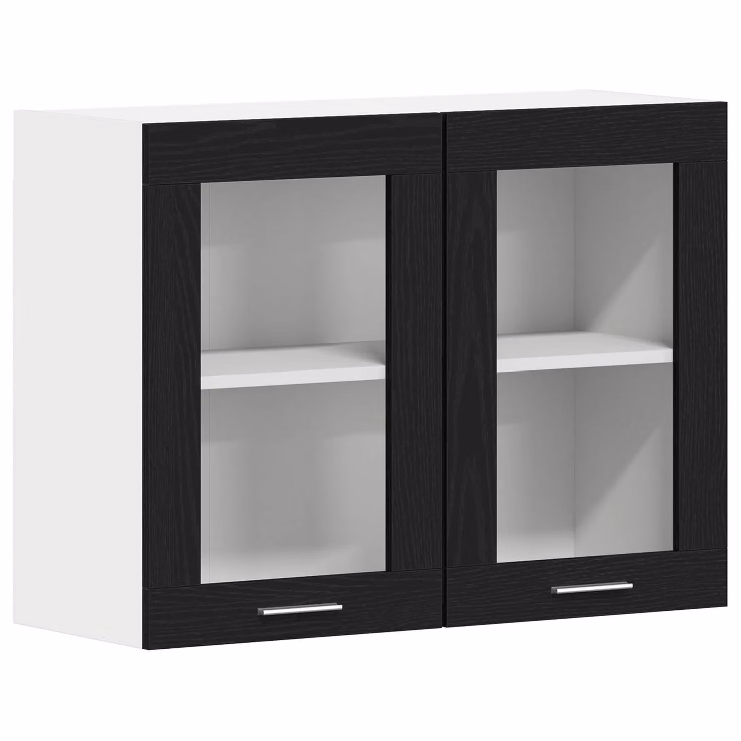 Berkfield Home Black Modern Wall Mounted Glass Cabinet with Internal Shelves W/D/H: 80 x 31 x 60 cm – 2