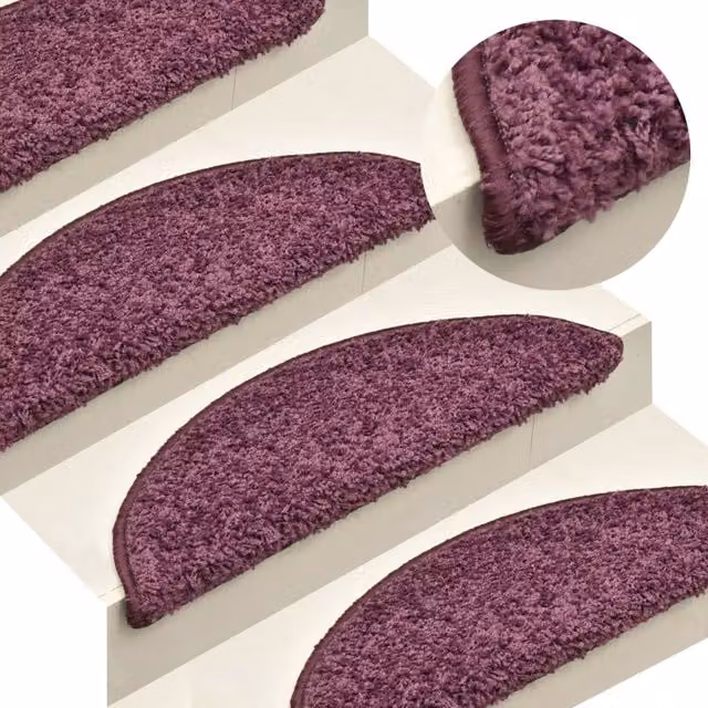 Berkfield Home Self-Adhesive Carpet Stair Treads, 15 Pieces, Dark Purple, W: 56 cm, D: 17 cm, H: 3 cm – 1