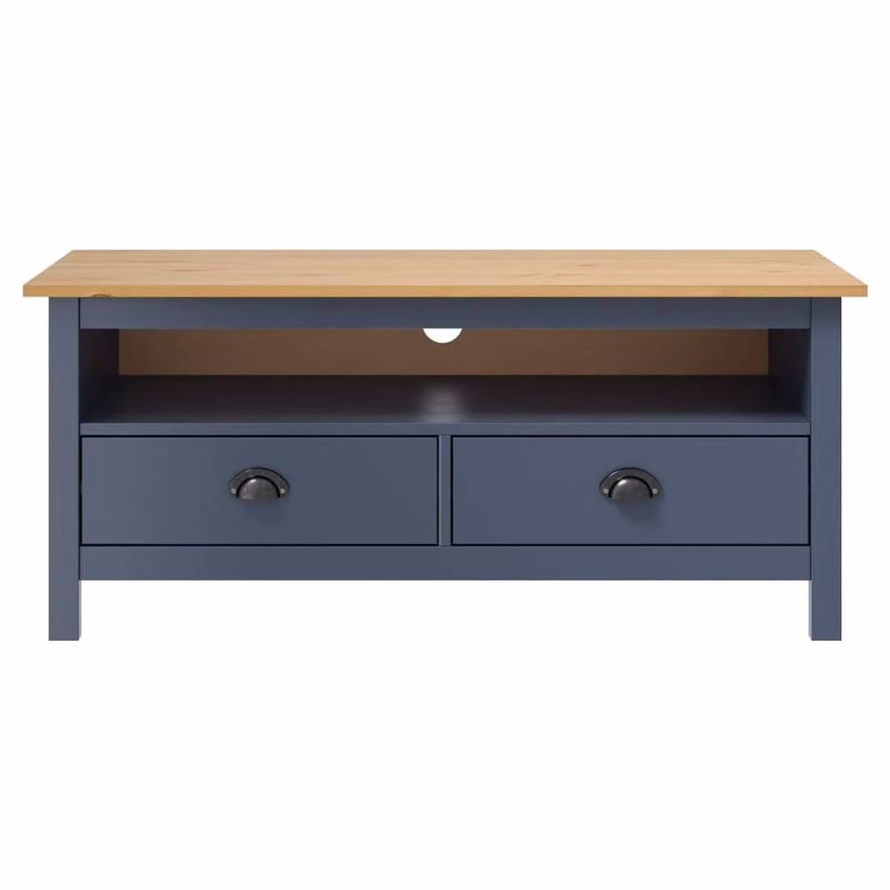 Berkfield Home Hill TV Cabinet in Grey Solid Pine Wood W/D/H: 110 x 40 x 47 cm – 2