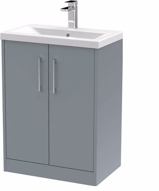 Balterley Winshill 2 Door Freestanding Bathroom Vanity Unit with Mid-Edge Basin, Grey, W: 60 cm, H: 84.3 cm – 1