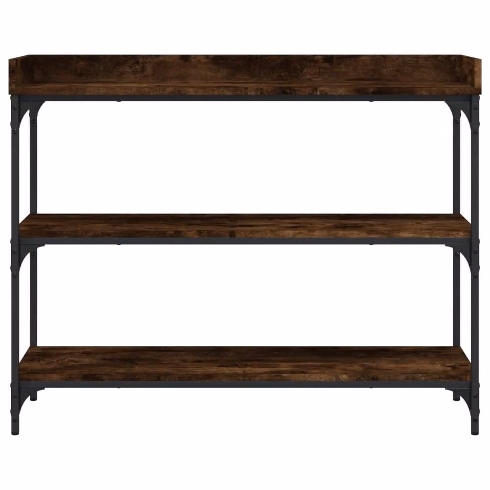 Berkfield Home Console Table with Shelves in Smoked Oak Brown, W/D/H: 100 x 30 x 80 cm – 4
