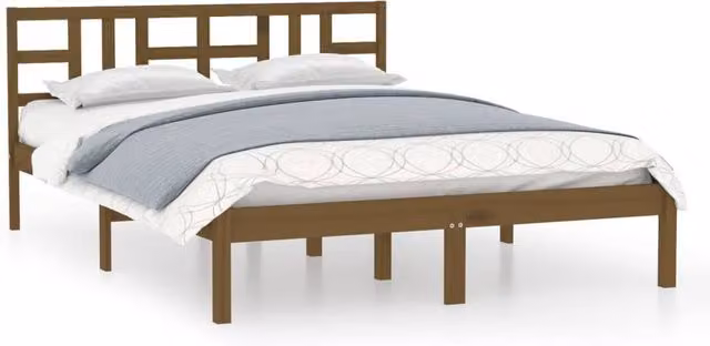 Berkfield Home Solid Wood Pine Bed Frame, Brown, 200 x 200 cm