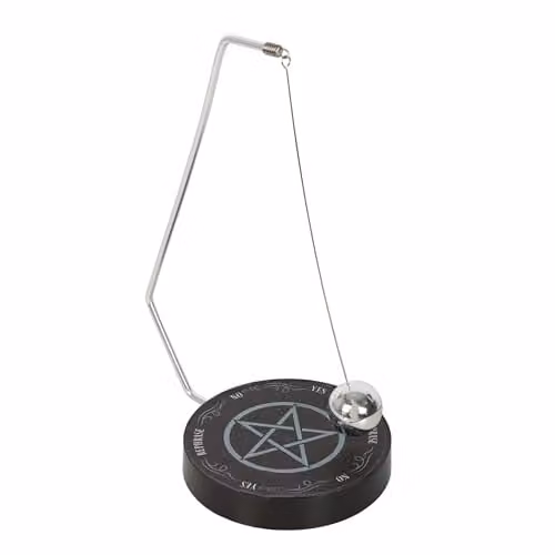 KDMD Gothic Pentagram Pendulum Decision Maker in Silver and Black Metal, W/D/H: 21.0 x 14.5 x 1.0 cm