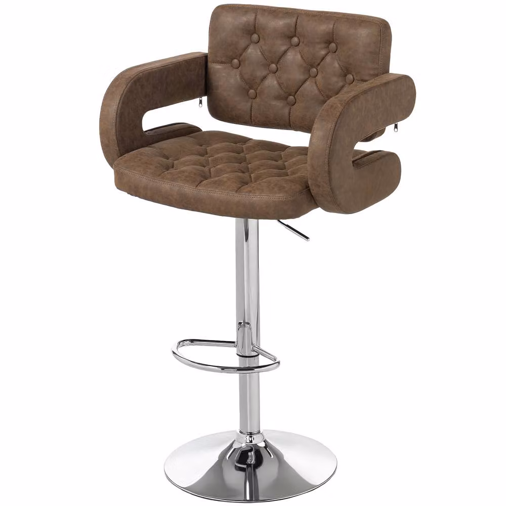 STILVORA Swivel Bar Stool with Metal Frame and Synthetic Leather in Brown – 3