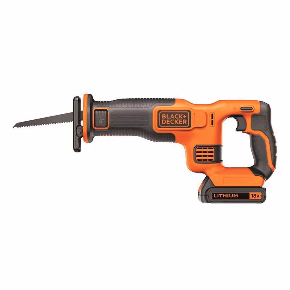 Black+Decker 18V PowerConnect Reciprocating Saw with 1.5Ah Rechargeable Battery in Black and Orange – 2