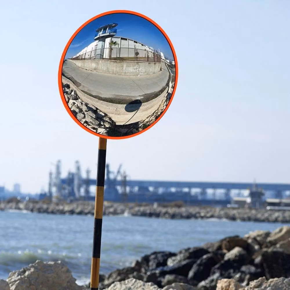 FLAVORA Silver Round Wide Angle Convex Curved Outdoor Metal Mirror W/D/H: 100 x 15 x 30 cm – 2