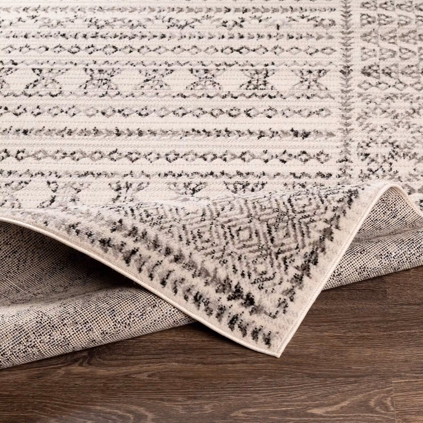 Livabliss Pisa Geometric Machine Woven Rug in Grey, White and Black, W: 150 cm, D: 210 cm – 2