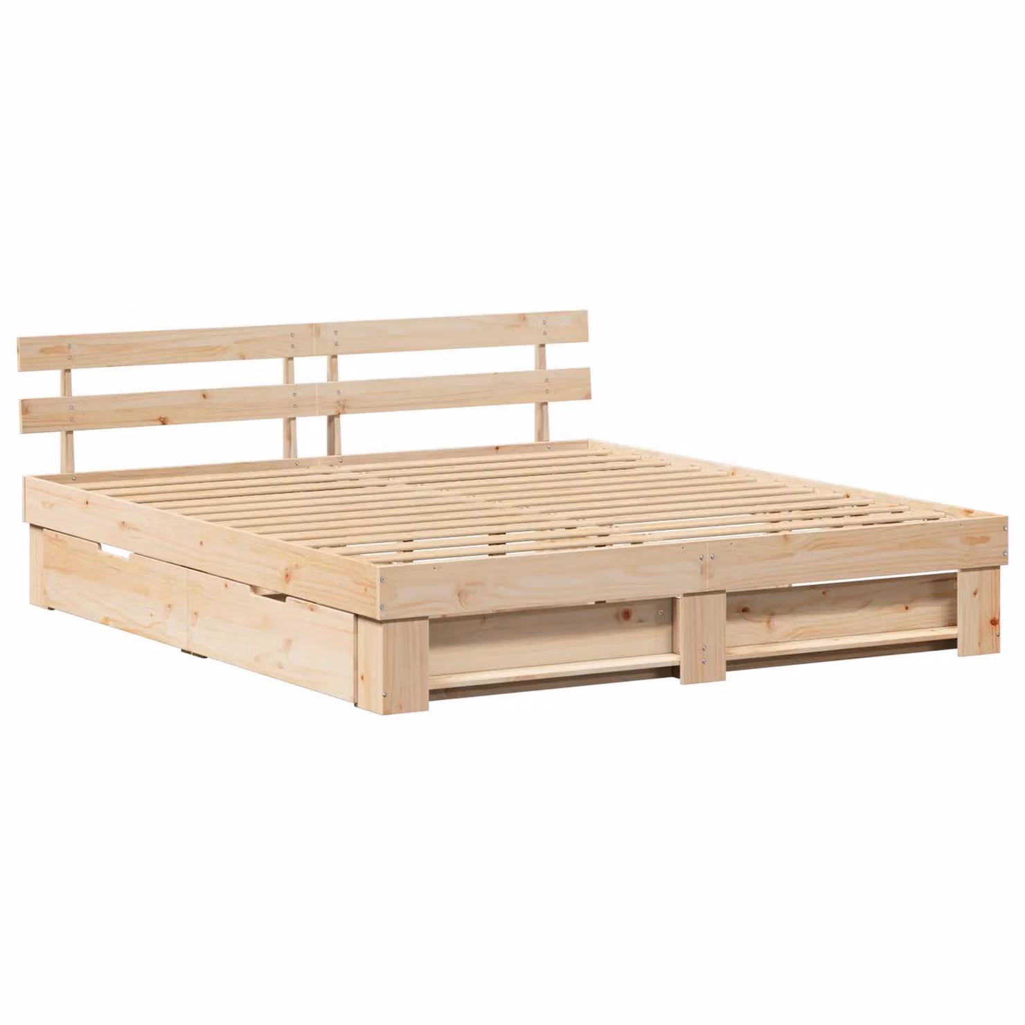 Berkfield Home Solid Pine Wood Bed with Storage Headboard and Drawer, Brown, W/D/H: 180 x 200 cm – 2