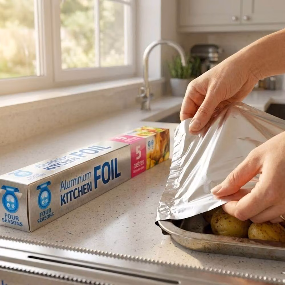 Bedsland Kitchen Foil Roll, Clear Metal Food Wrap for Cooking, 30 cm x 5 m – 3