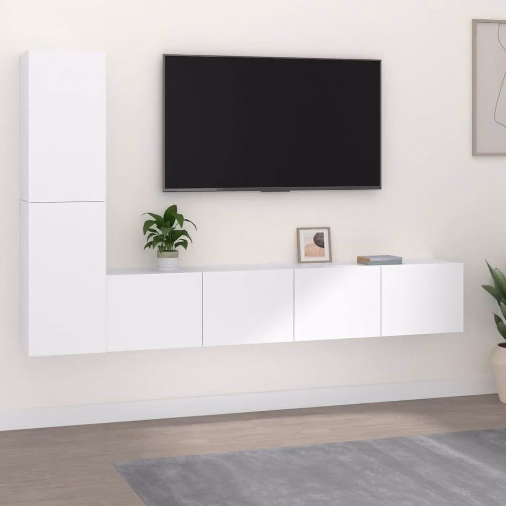Berkfield Home Classic 4 Piece TV Cabinet Set in White Matt MDF – 1