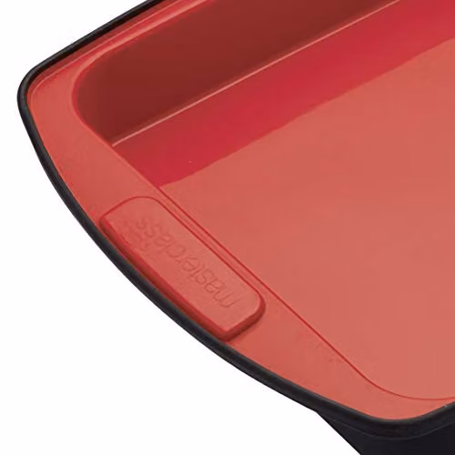 MasterClass Smart Silicone Square Cake Tin and Roasting Tray, 23 cm, Red/Black/Grey – 2
