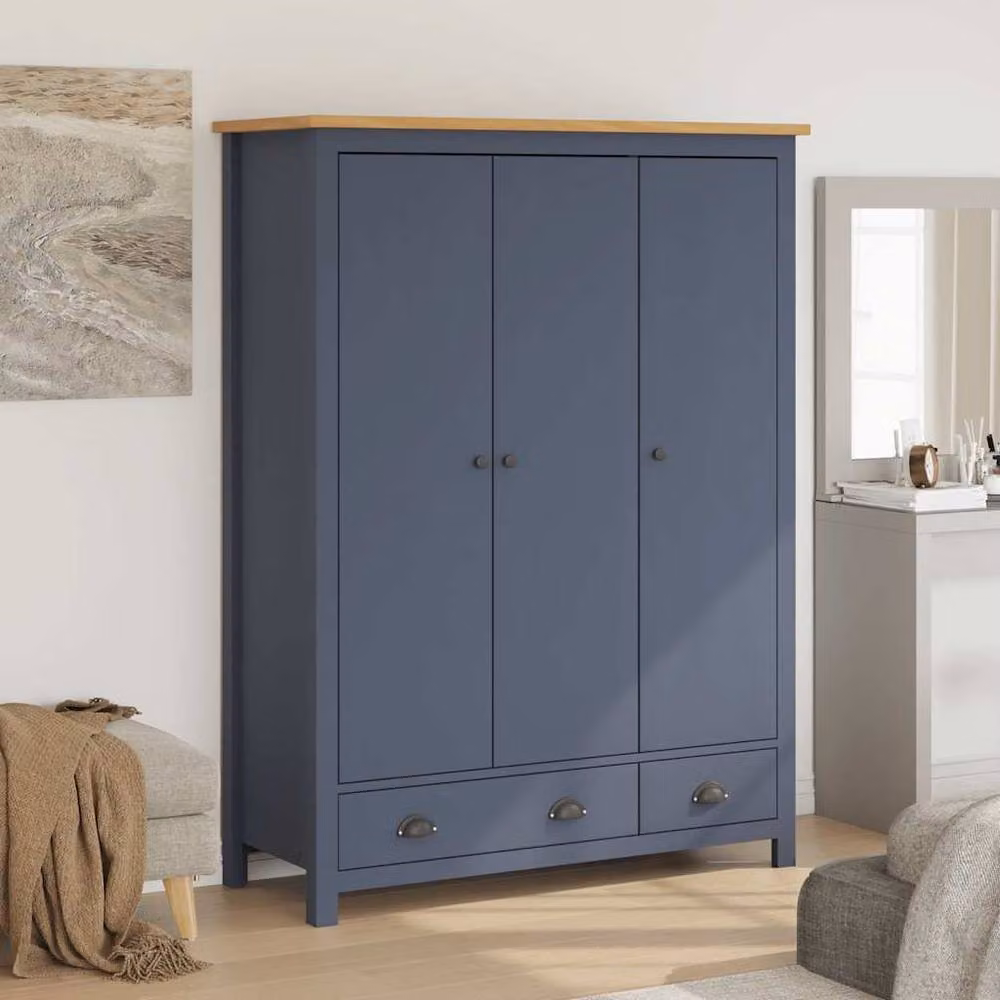 Berkfield Home Modern 3-Door Wardrobe in Hill Grey, Solid Pine Wood, W/D/H: 127 x 50 x 170 cm – 2