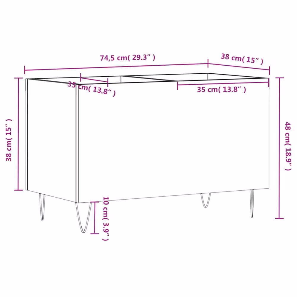 Berkfield Home Record Cabinet in Grey, W/D/H: 74.5 x 38 x 48 cm – 3