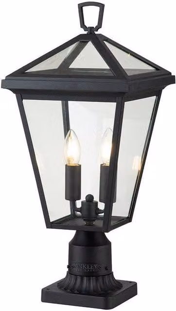 Hinkley Alford Place Outdoor Pedestal Lantern in Museum Black, IP44 Rated