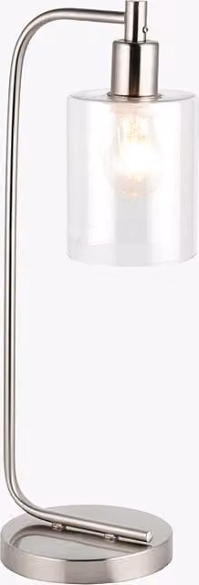 Perch & Parrow Bonnie Vintage Table Lamp in Silver Metal with Transparent Glass Cylinder