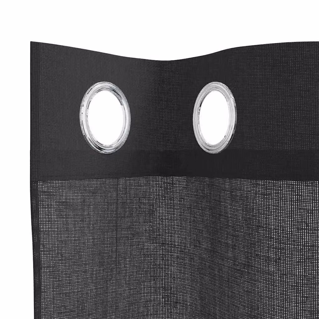Berkfield Home Black Voile Fabric Panel Curtains with Eyelets, 2 Pack, W: 140 cm, H: 140 cm – 5