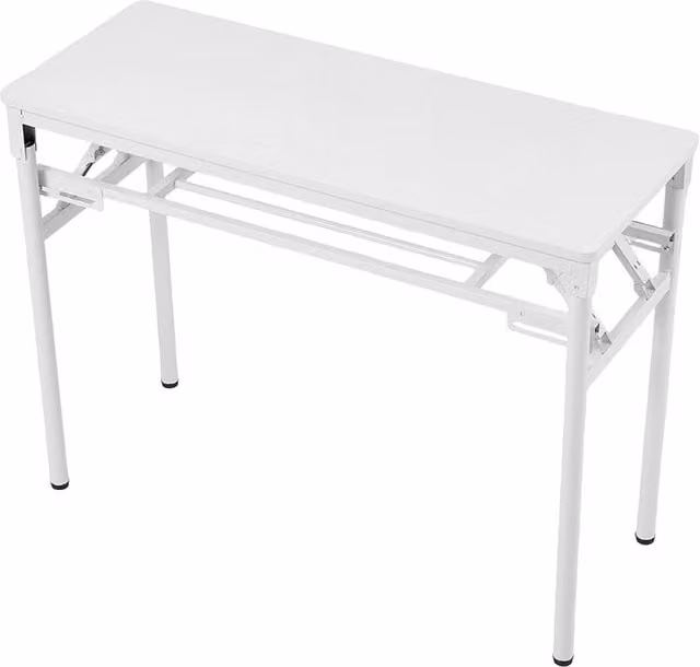 Livingandhome Modern Foldable Computer Desk in White with MDF and Metal Construction