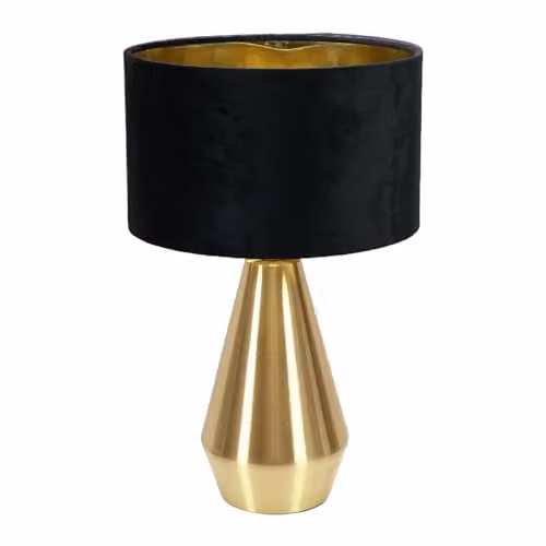 ValueLights Jax Antique Brass Touch Table Lamp with Black Velvet and Gold Inner Shade – 1