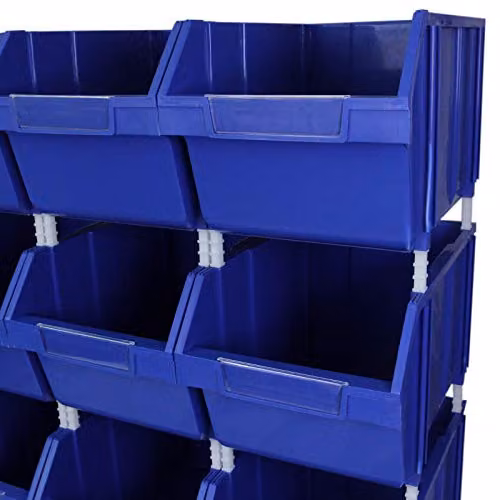 Monster Racking Blue Boltless Bay Shelving Unit with 12 Storage Bins, W: 90 cm, H: 180 cm, D: 45 cm – 3