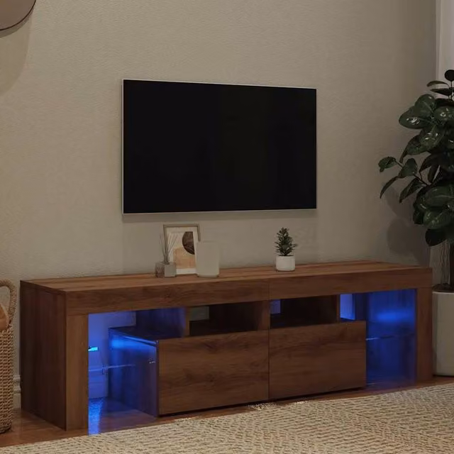 Berkfield Home Artisan Oak TV Cabinet with Integrated LED Lights, Brown, W: 140 cm, D: 36.5 cm, H: 40 cm