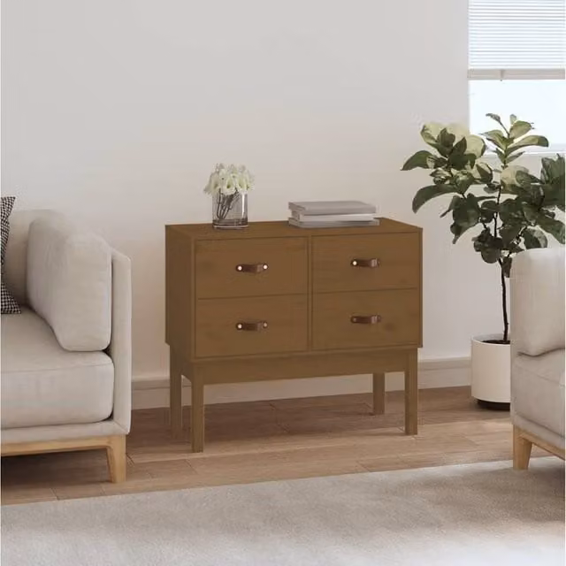 Berkfield Home Rustic Console Cabinet in Honey Brown Solid Pine, W/D/H: 90 x 40 x 78 cm