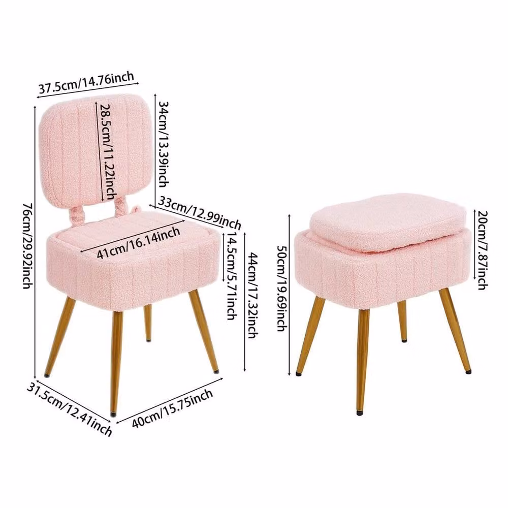 FORGEVIO Pink Vanity Stool Storage Ottoman – 1