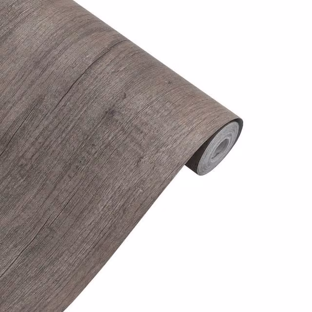 PAWNORA Self-Adhesive Waterproof Vinyl Floor Cover Roll, Brown Wood-Look Plank Design