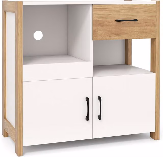COSTWAY Modern Farmhouse Coffee Bar Cabinet in White Wood