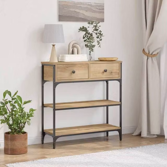 Berkfield Home Artisan Oak Console Table in Brown, W/D/H: 75 x 25 x 72.5 cm