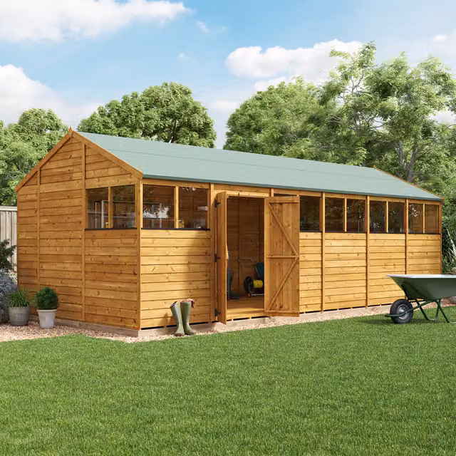 BillyOh Switch Overlap Apex Wooden Garden Shed with Windows in Brown