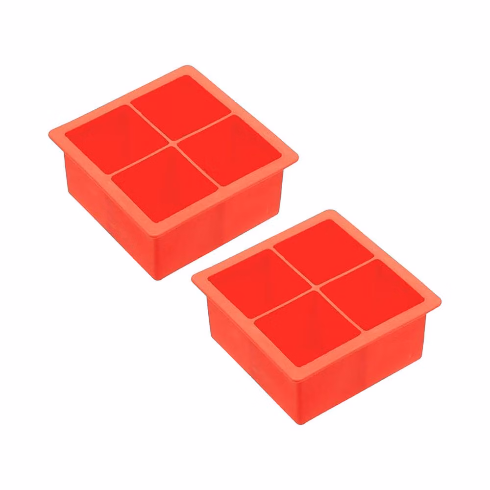 BarCraft Jumbo Square Silicone Ice Cube Tray, Set of 2, Red – 2