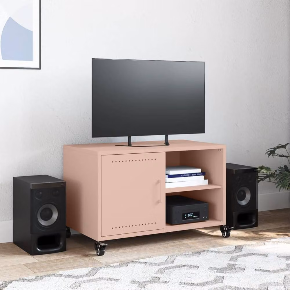 Berkfield Home Modern Pink Metal TV Cabinet W: 68 cm, D: 39 cm, H: 43.5 cm – 3