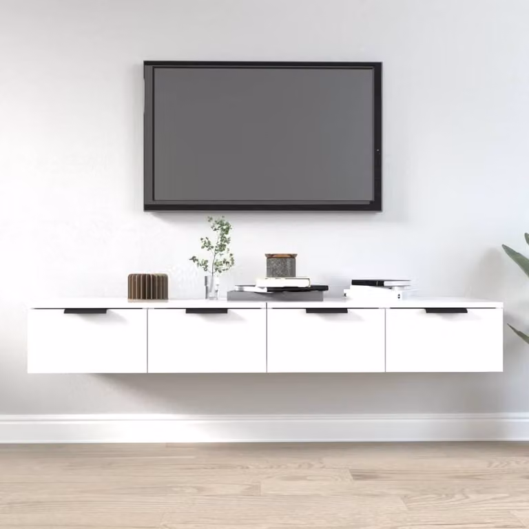Berkfield Home Set of 2 White Wall Mounted Cabinets in MDF, W/D/H: 68 x 30 x 20 cm