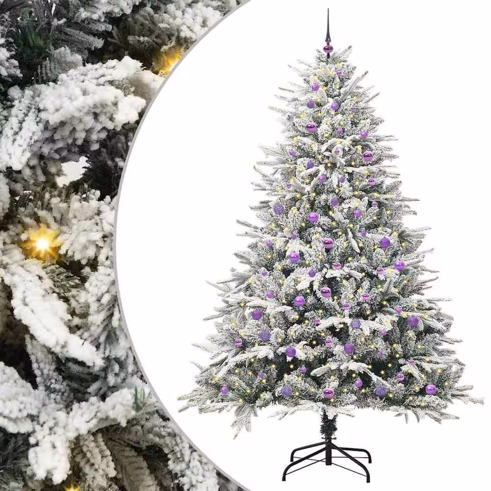 Berkfield Home Realistic Artificial Pre-lit Christmas Tree with Ball Set, Green, Height: 240 cm – 2
