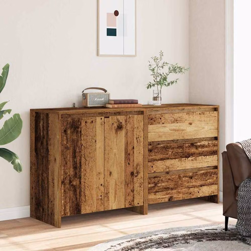 Berkfield Home 2 Piece Rustic Brown Engineered Wood Sideboard – 3