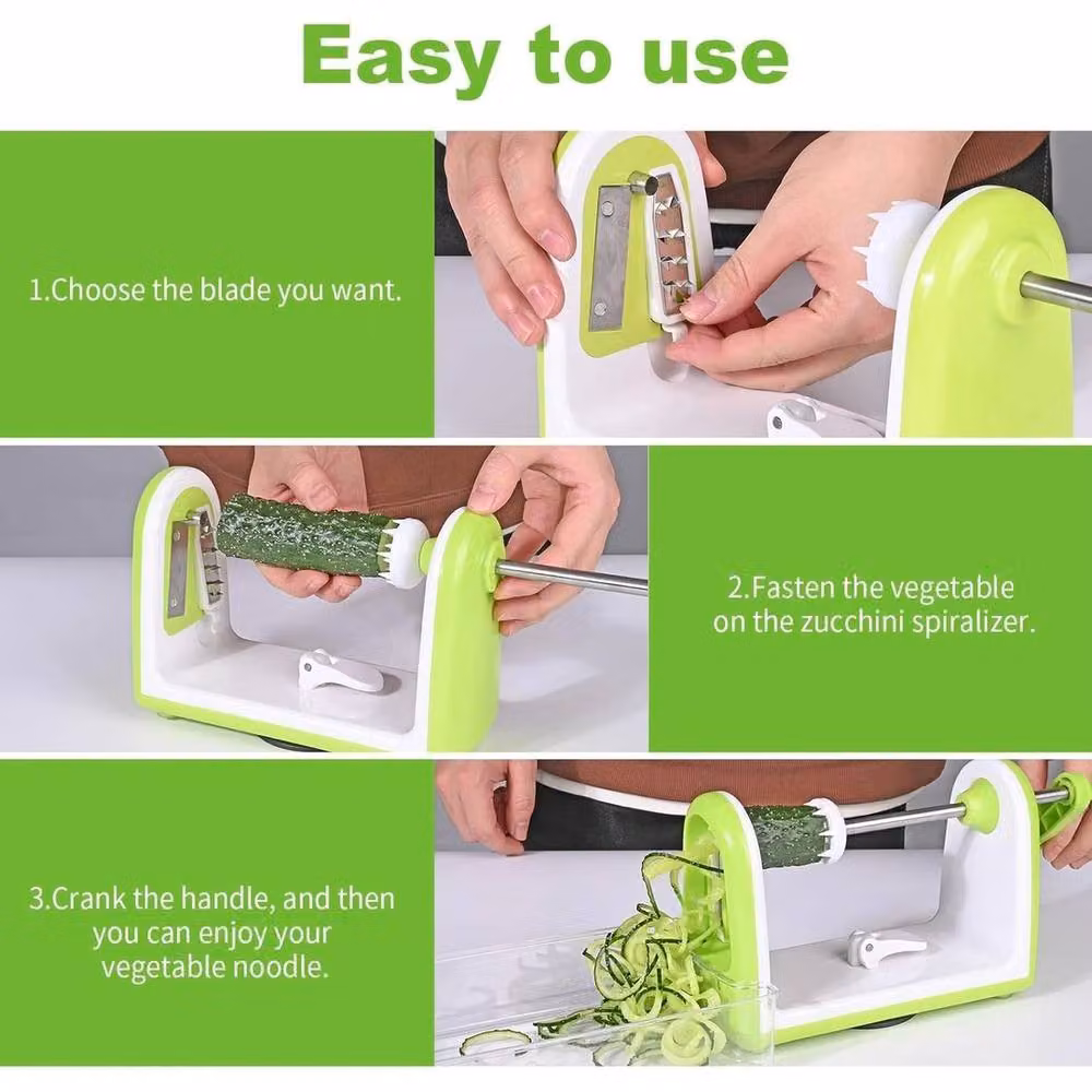 NESTLUNE Vegetable Spiralizer Slicer with Multiple Blades, Green, W/D/H: 100 x 15 x 15 cm – 2